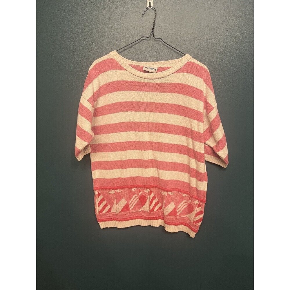 APOSTROPHE Women's M Mauve Pink Striped Sail Boats‎ top Cotton Blend